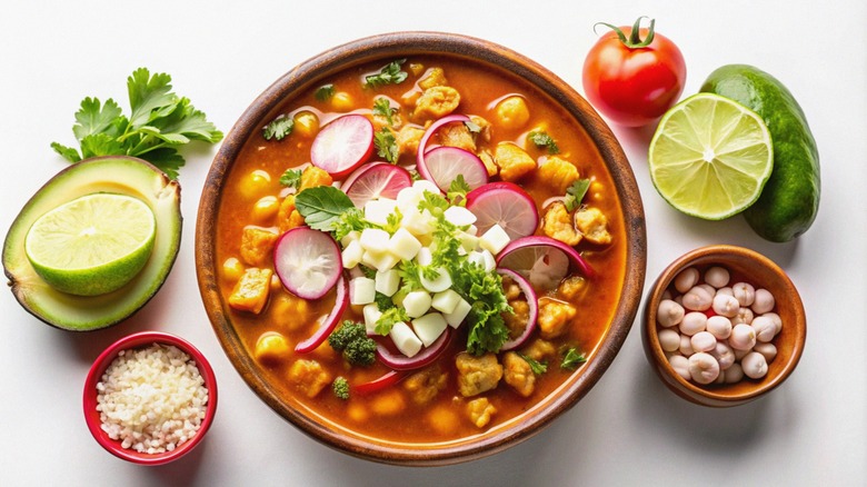 bowl of pozole overhead