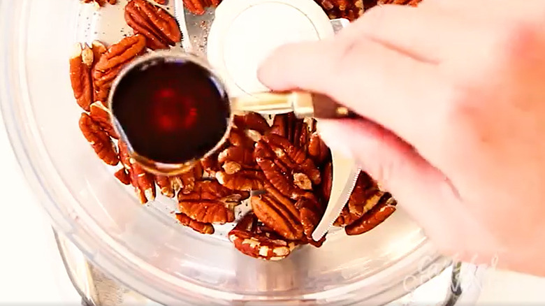 Candy pecans and syrup