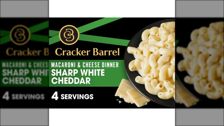 Box of Cracker Barrel white cheddar macaroni