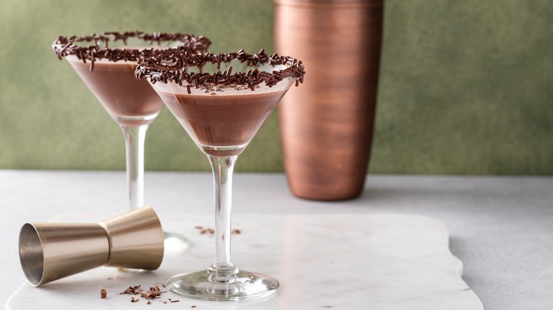 chocolate martinis on tray