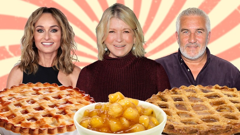 Giada De Laurentiis, Martha Stewart, and Paul Hollywood with apple pies