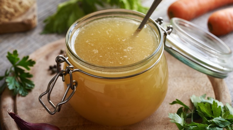 Jar of vegetable broth