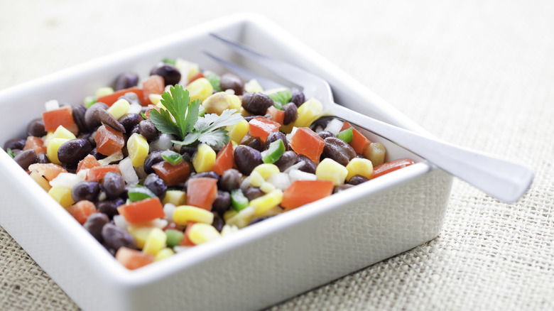 bean salad in serving dish