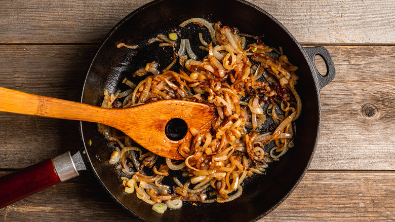 caramelized onions in skillet