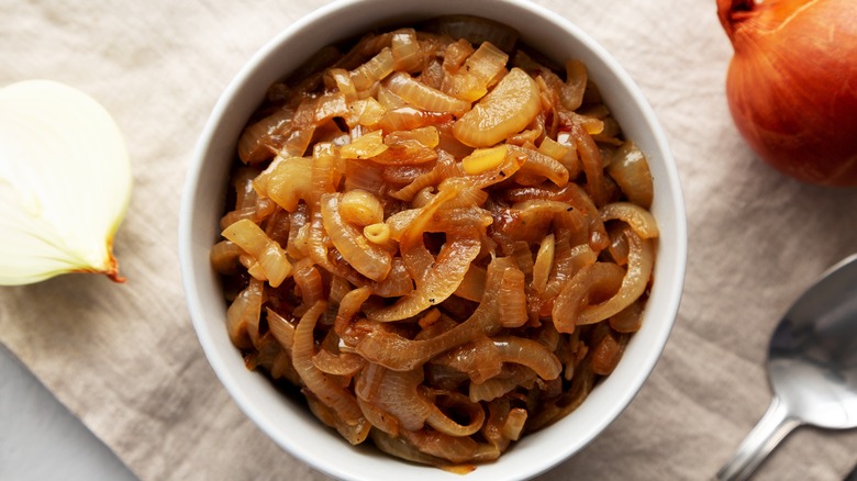 bowl of caramelized onions