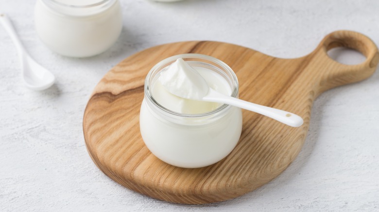 homemade yogurt in jar