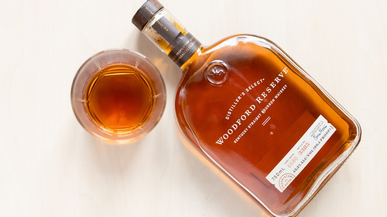 woodford reserve bottle with glass