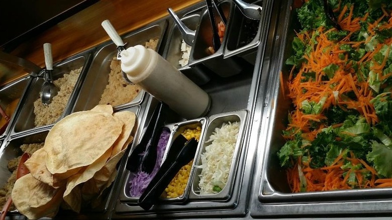 Vegetarian buffet table at Govinda's in Honolulu