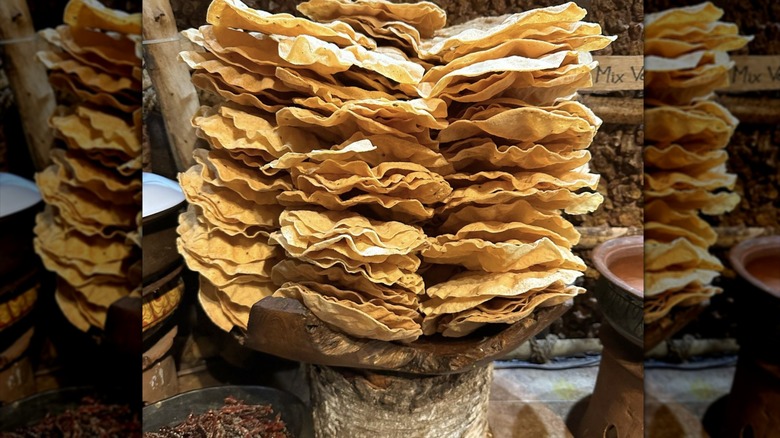 Stacks of Sri Lankan papadam