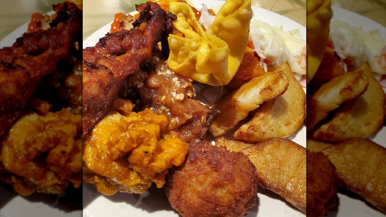 Close up of fried Chinese-American food