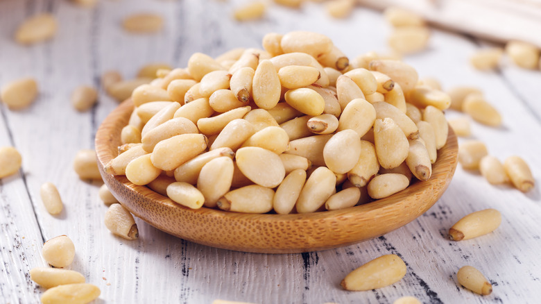 Pine nuts in a bowl