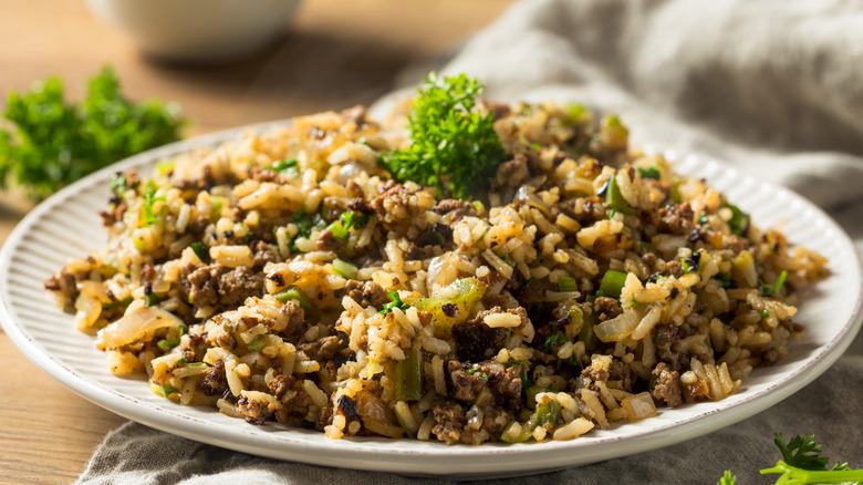 dirty rice in a bowl