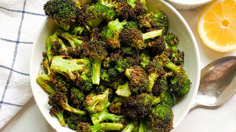 air fried broccoli in dish