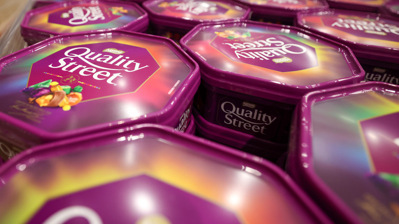 Tubs of Quality Street chocolate