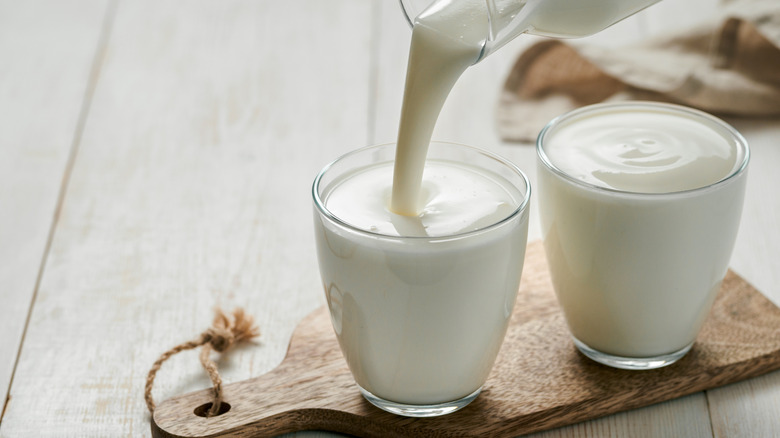 Pouring buttermilk