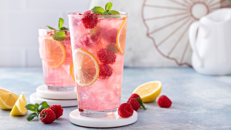 Mocktails with fruit and berries