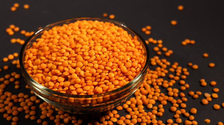 Bowl of dried lentils