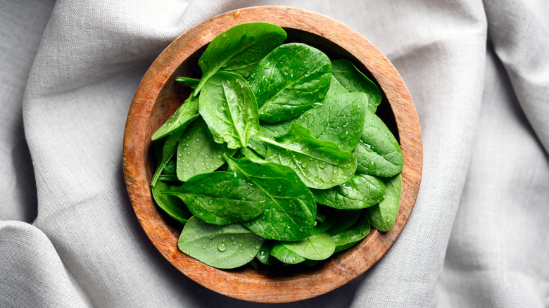 Bowl of fresh spinach