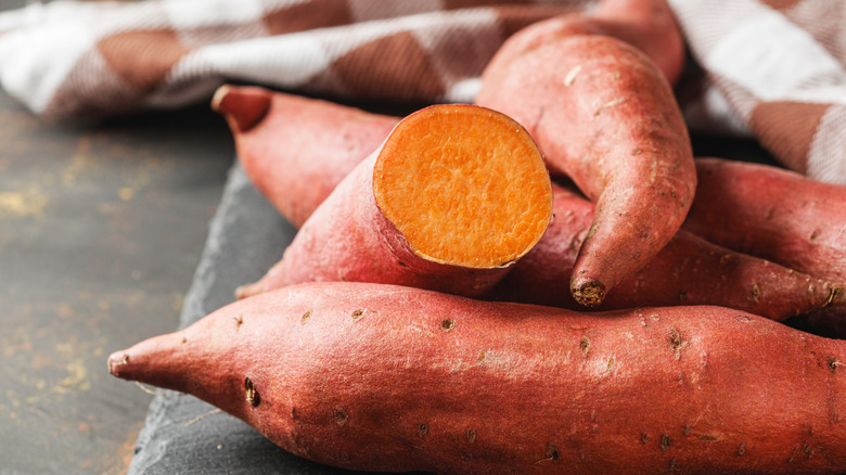 Sweet potatoes on counter