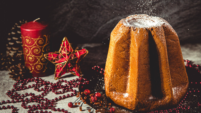 Pandoro on a festive tray