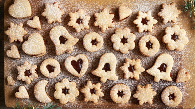 Shortbread Christmas cookies sprinkled with powdered sugar