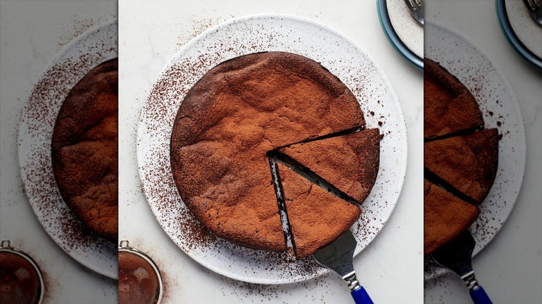 Chocolate chestnut torte on plate