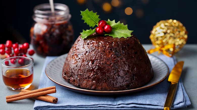 Christmas pudding on a plate