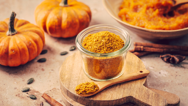 Pumpkin spice mix in glass vessel