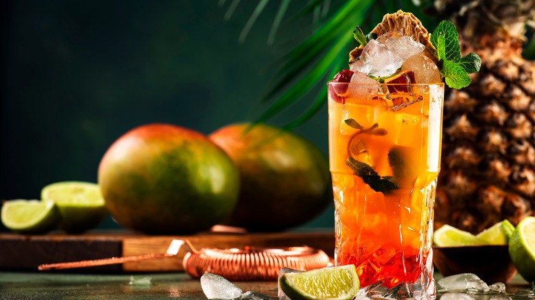 tropical rum punch cocktail