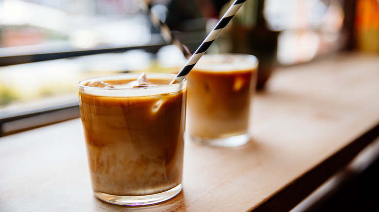 iced lattes on a counter