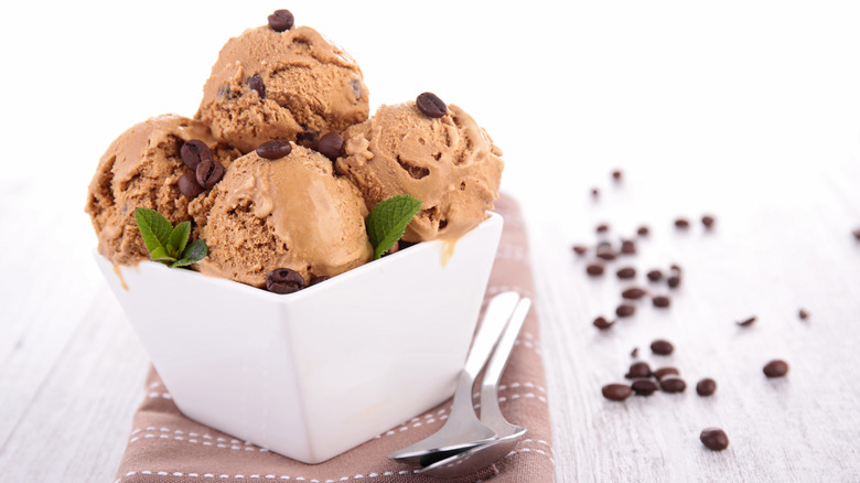 coffee ice cream in bowl