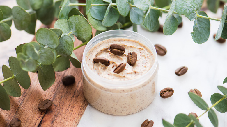 homemade coffee scrub in jar