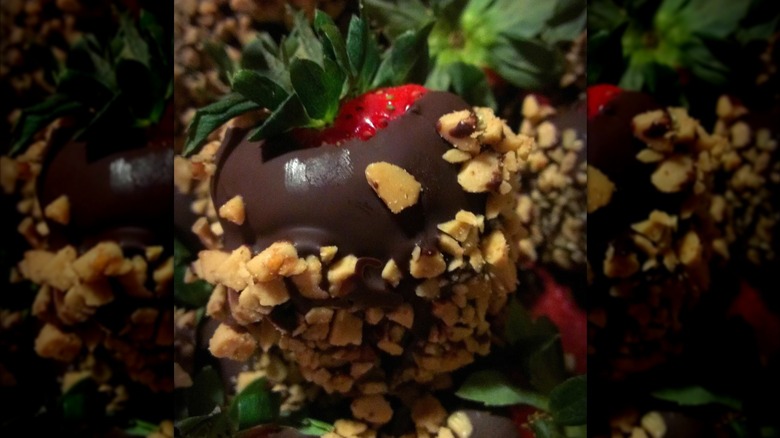 Chocolate-dipped toffee-coated strawberries