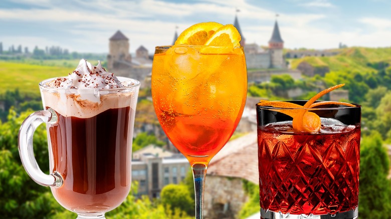 Collage of European drinks