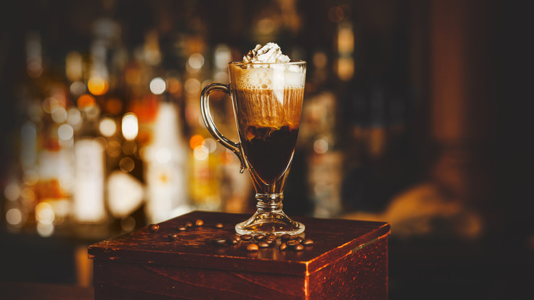 Irish Coffee in tall glass