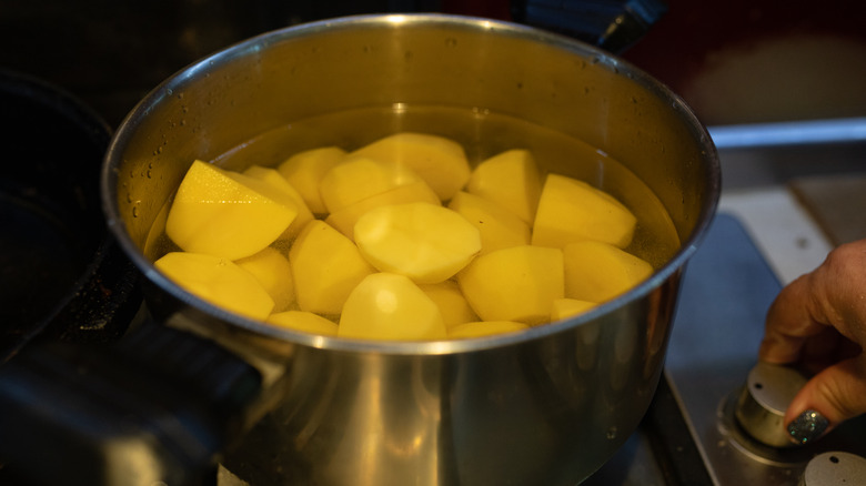 potatoes cooking in a pot