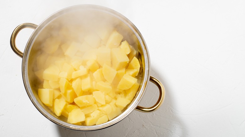 boiled potatoes in a pot