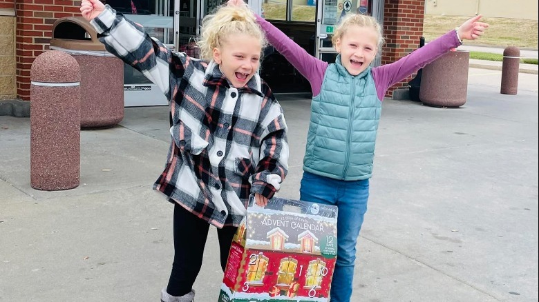 Children with Aldi advent calendar