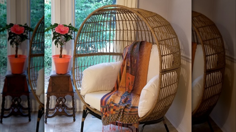 Aldi egg chair by window 
