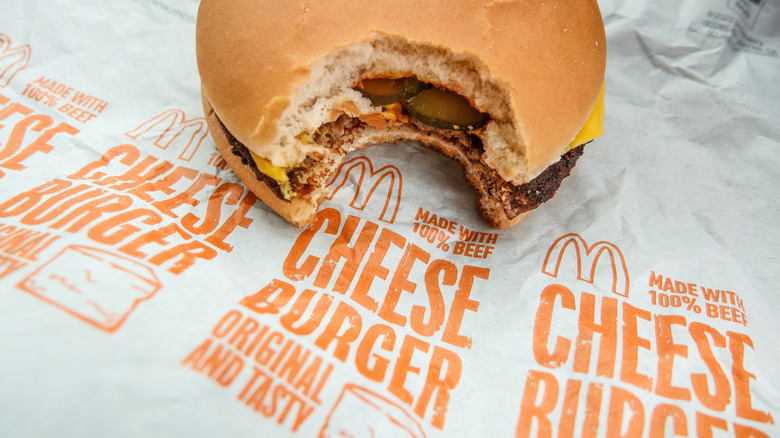 McDonald's cheese burger on wrapper