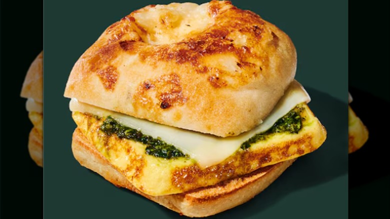 Egg, Pesto, and Mozzarella sandwich