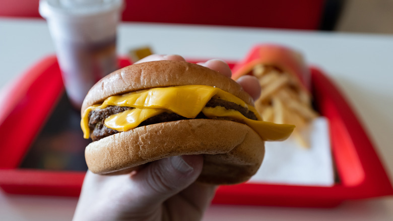 Burger with cheese from fast food restaurant