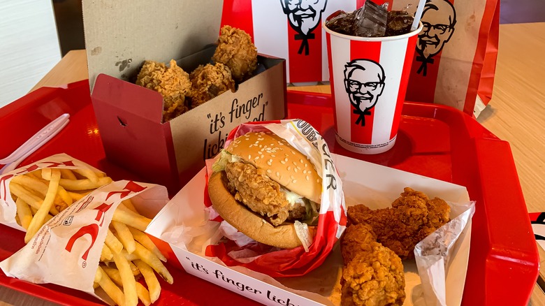 tray of kfc chicken options