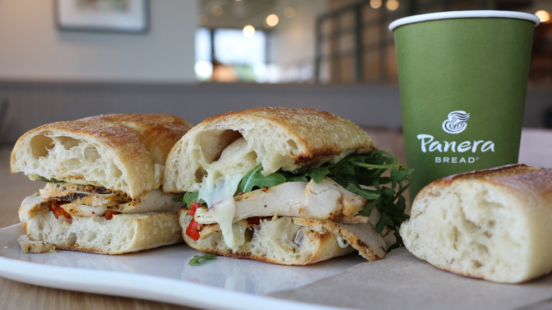 two panera chicken sandwiches