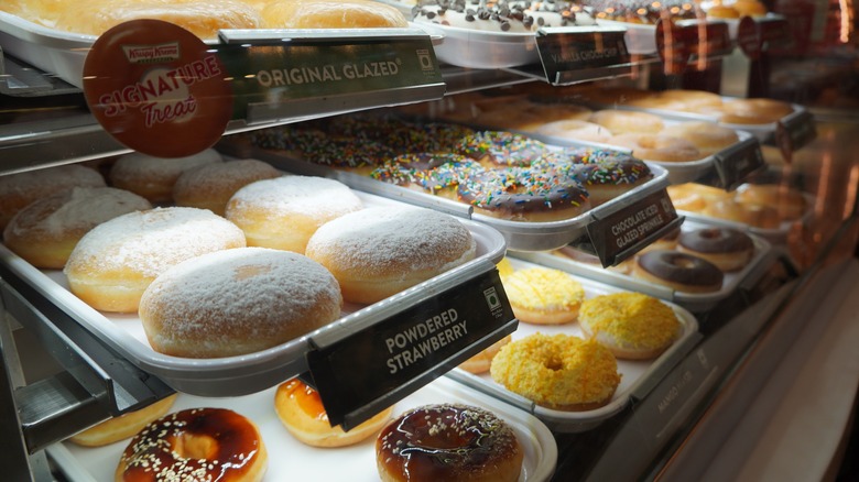 Krispy Kreme doughnut case