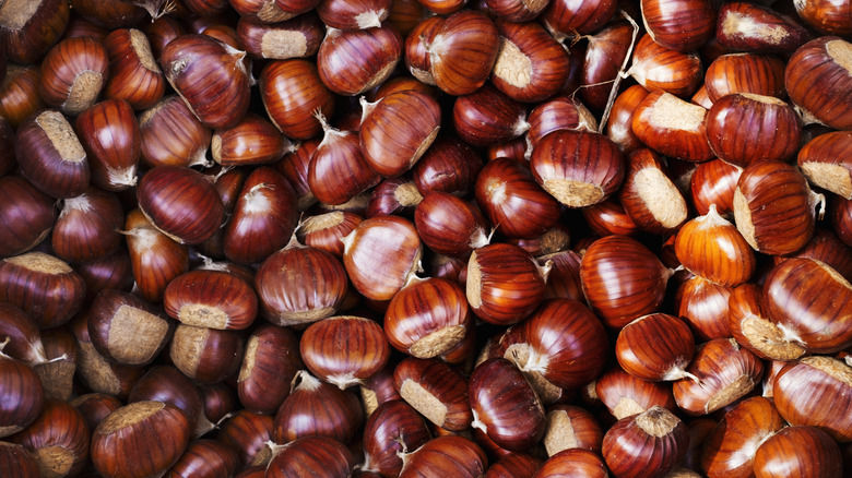 Closeup of chestnuts