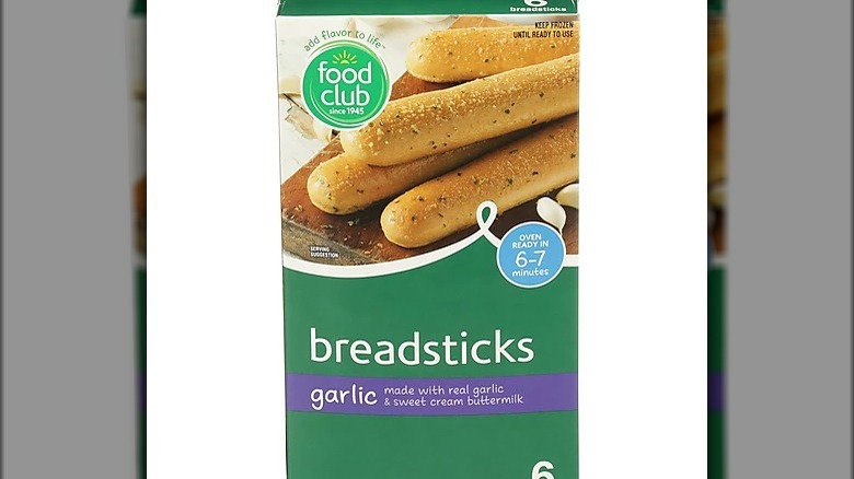 A box of Food Club breadsticks