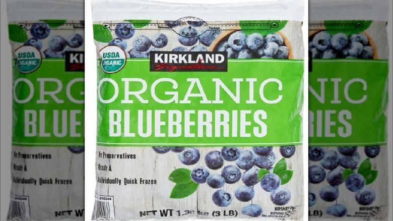 bag of Kirland Organic Frozen Blueberries