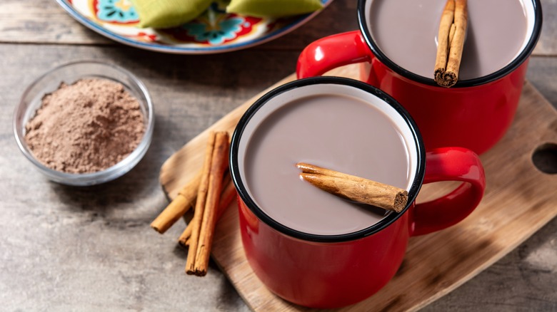 Champurrado with cinnamon stick