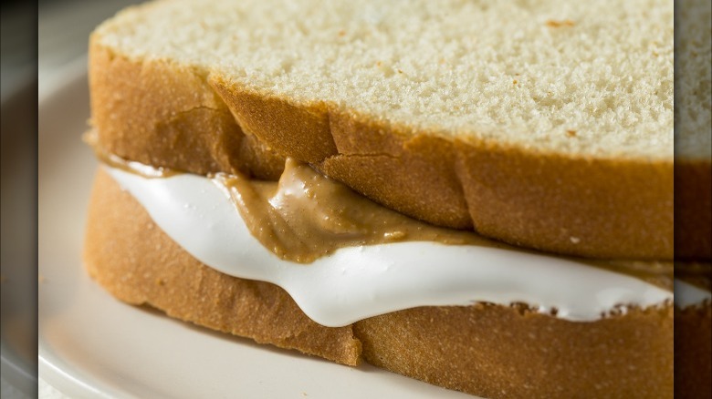 Fluffernutter sandwich on white bread